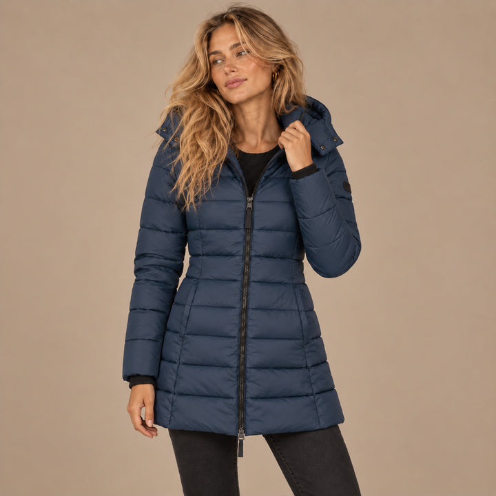 Women's Hooded Down Jacket for Autumn/Winter with Zipper