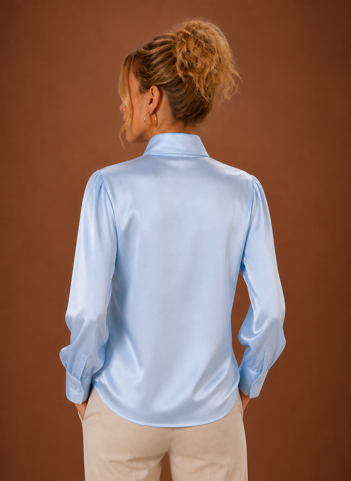 Women's Satin Look Bow Blouse
