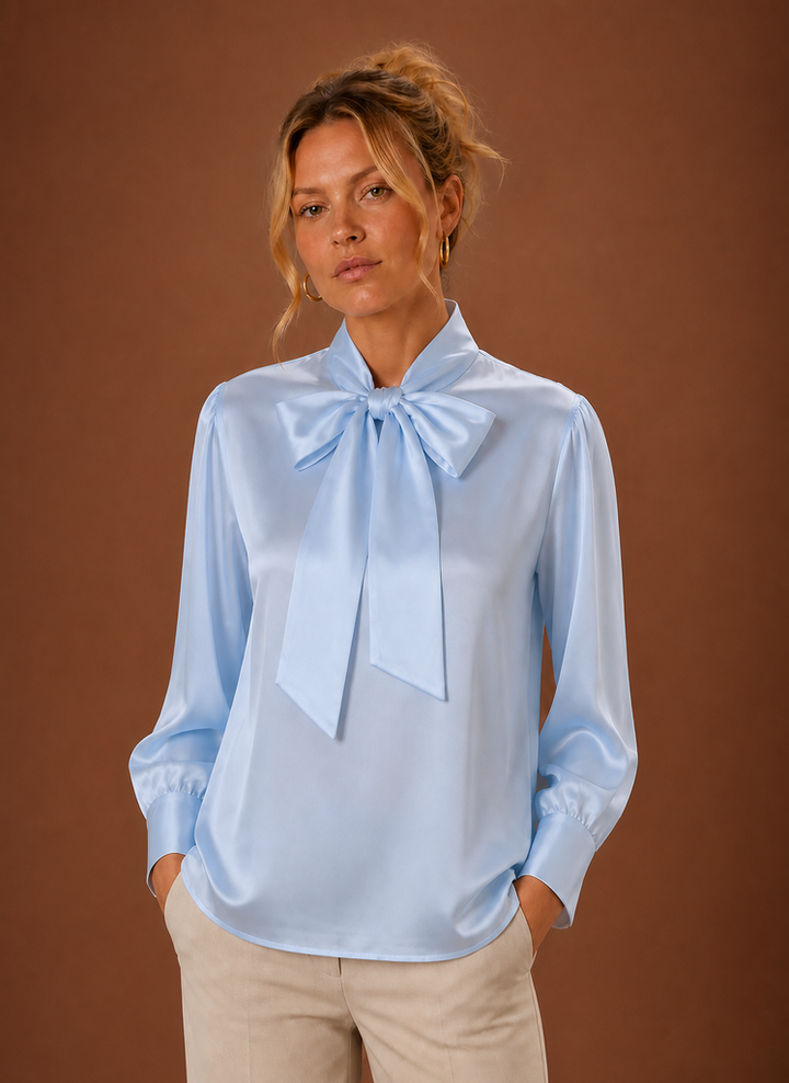 Women's Satin Look Bow Blouse