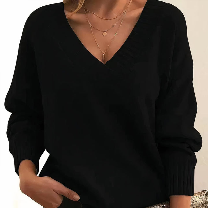 Women's Soft Touch V Neck Ribbed Sweater