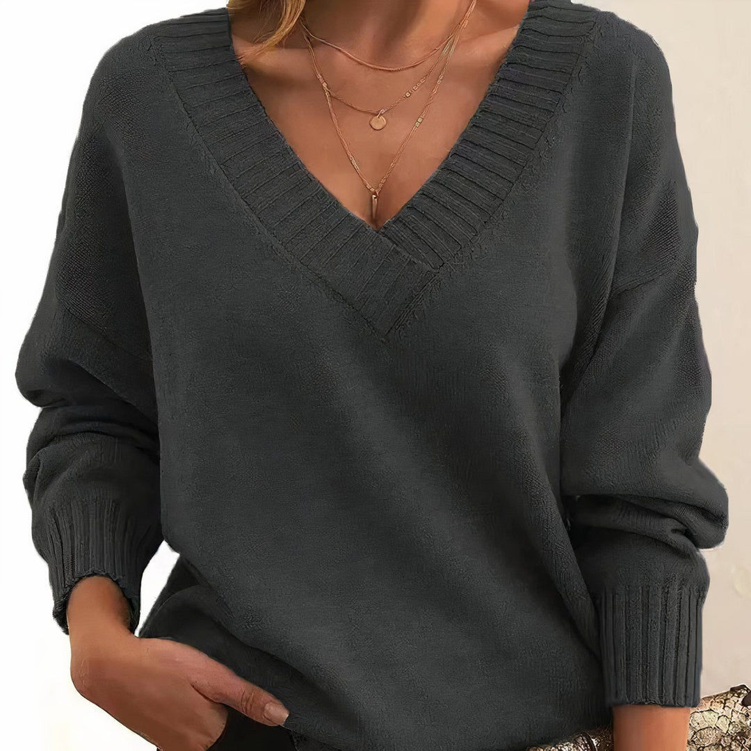 Women's Soft Touch V Neck Ribbed Sweater