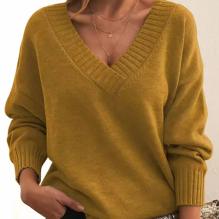 Women's Soft Touch V Neck Ribbed Sweater