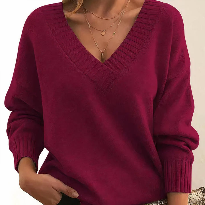 Women's Soft Touch V Neck Ribbed Sweater