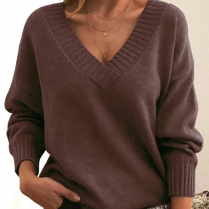 Women's Soft Touch V Neck Ribbed Sweater
