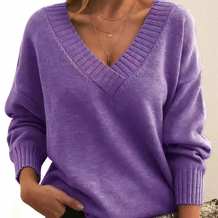 Women's Soft Touch V Neck Ribbed Sweater