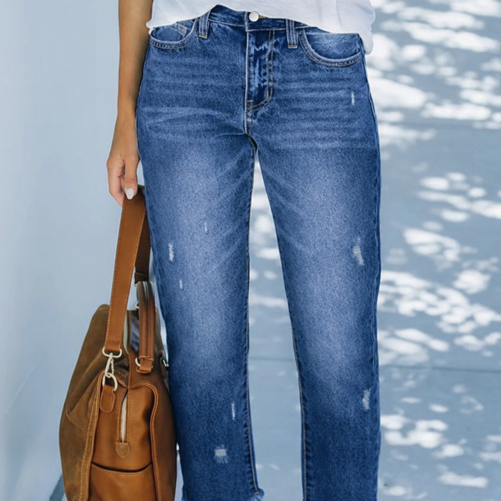 Women's Retro Cropped Straight Leg Stretch Jeans
