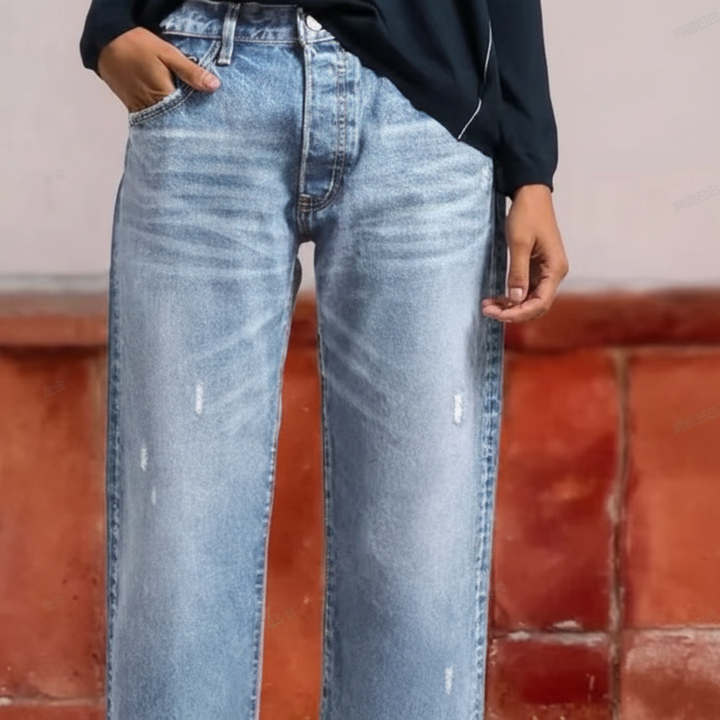 Women's Retro Cropped Straight Leg Stretch Jeans