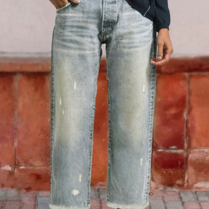 Women's Retro Cropped Straight Leg Stretch Jeans