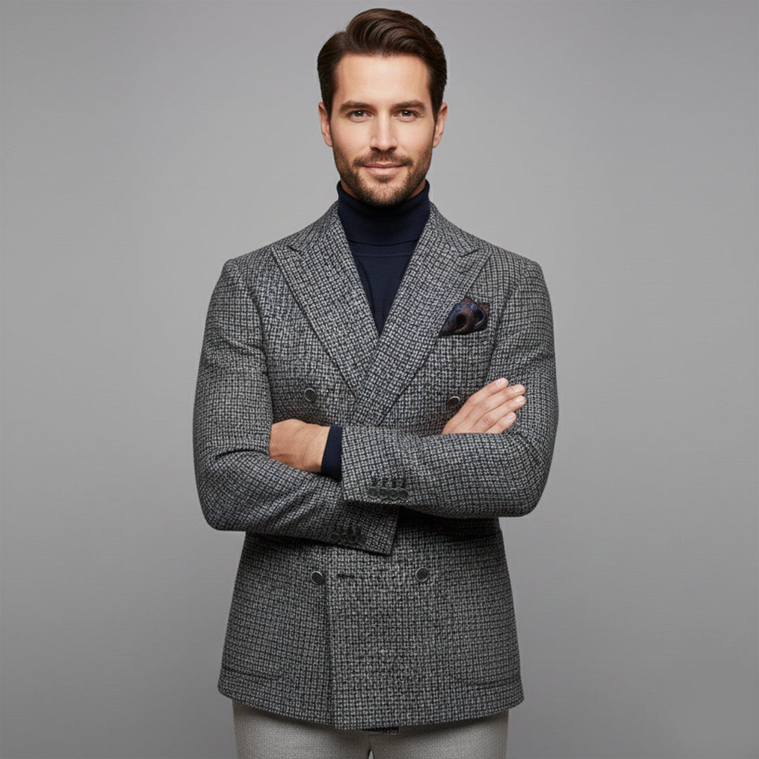 The Garda Porto Men’s Checked Double Breasted Plaid Blazer Jacket