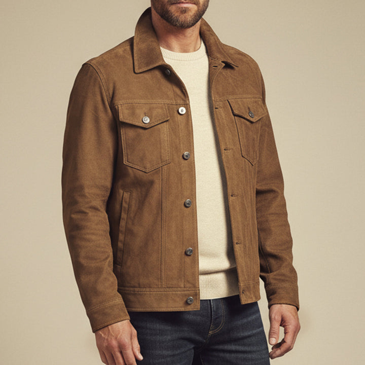 Men's Vintage Suede Cargo Jacket