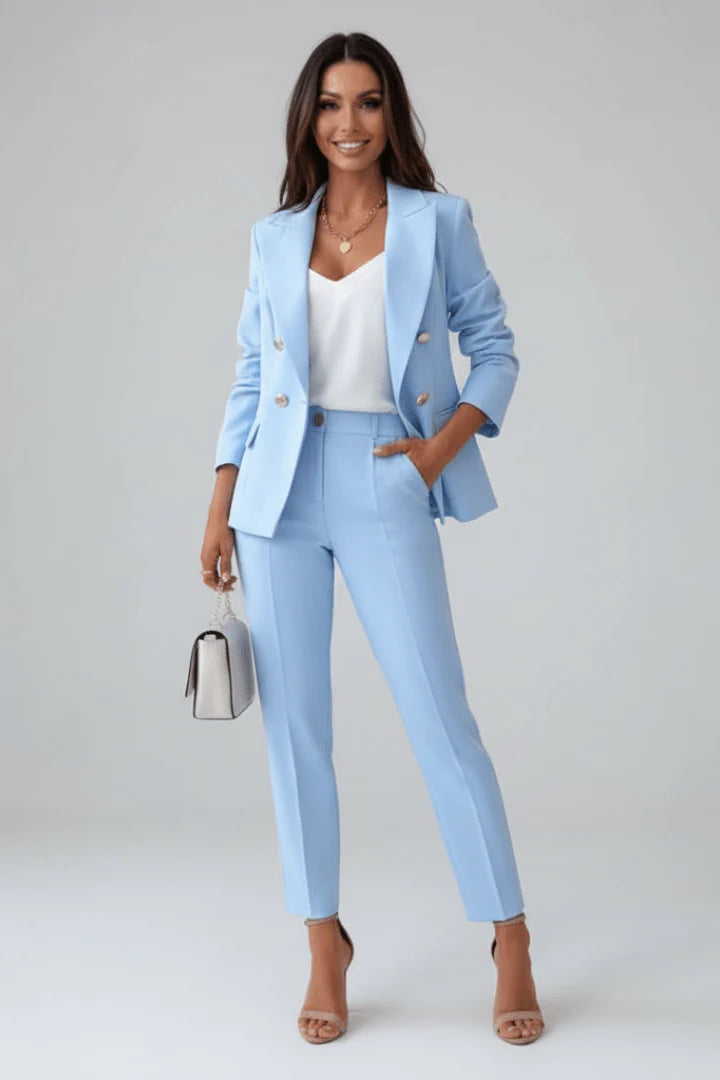 Tailored Blazer & Straight Leg Pant Suit Set