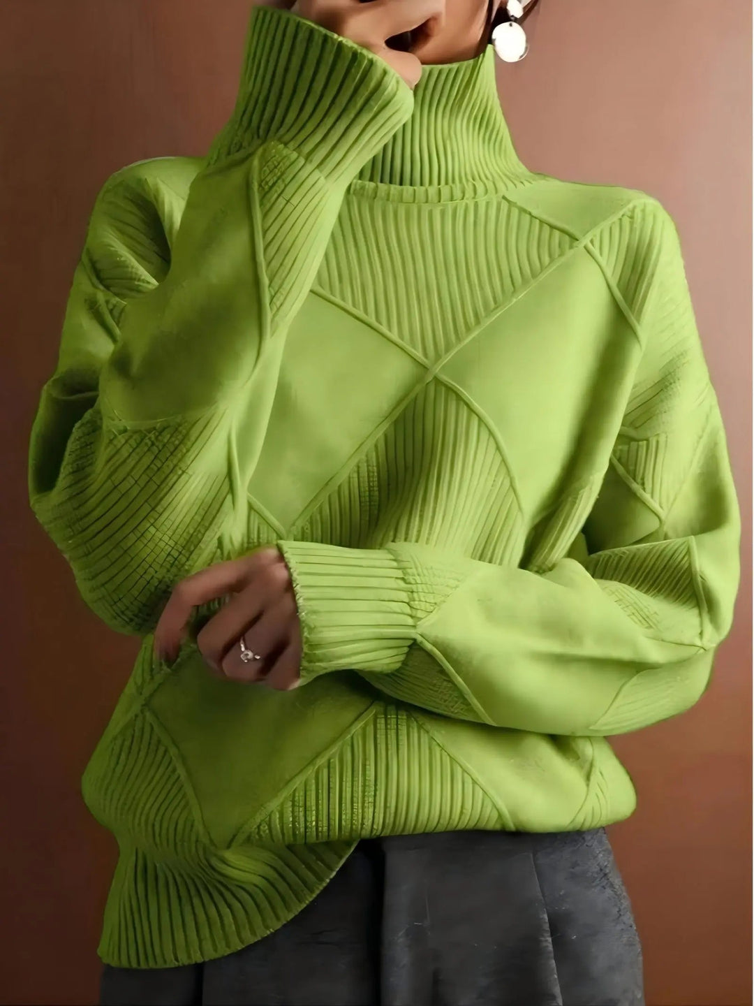 Women's High Neck Cable Knit Sweater