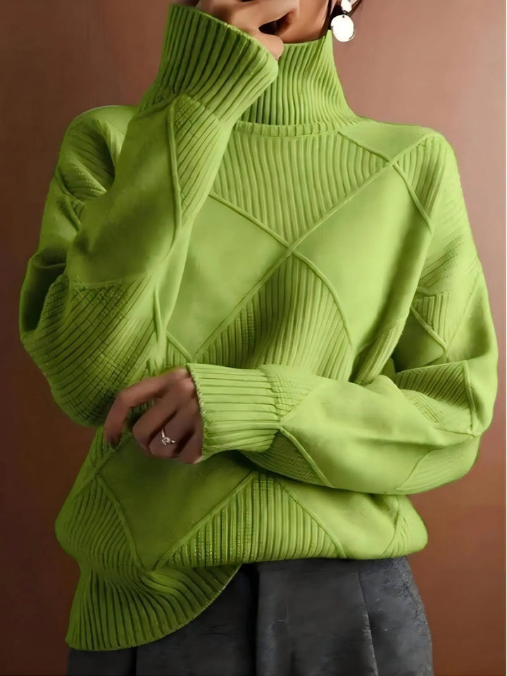Women's High Neck Cable Knit Sweater
