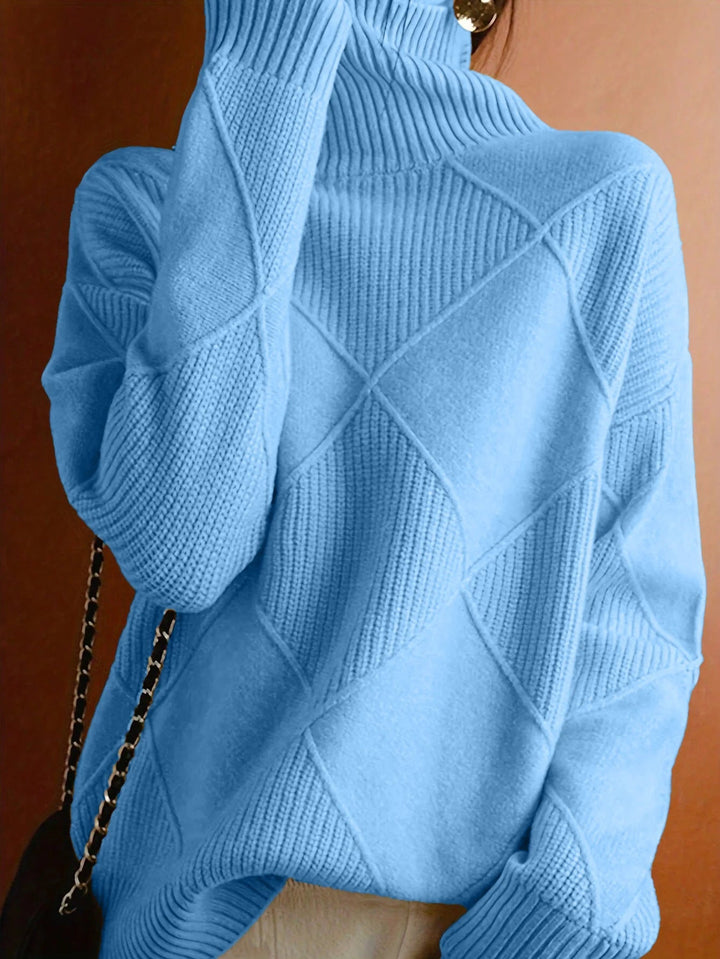 Women's High Neck Cable Knit Sweater
