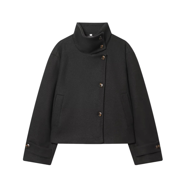 Women's Stand Collar Jacket with Button Front