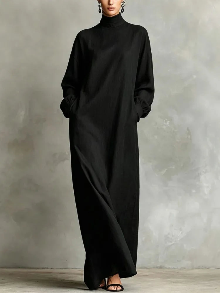 Women's Full Length Dress with High Neckline