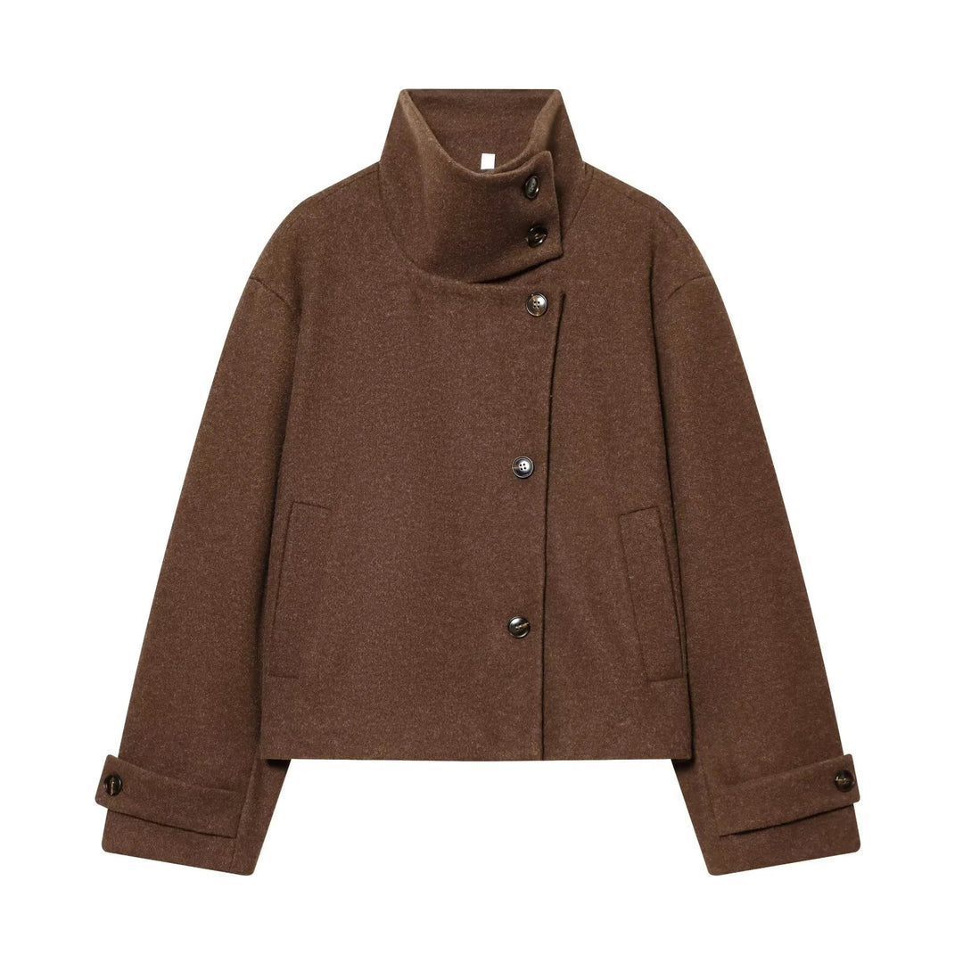 Women's Stand Collar Jacket with Button Front