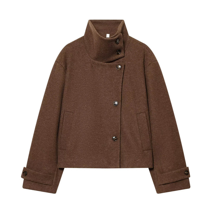Women's Stand Collar Jacket with Button Front