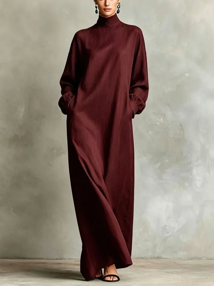 Women's Full Length Dress with High Neckline
