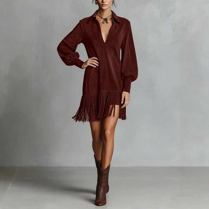 Women’s Faux Suede Fringe Mini Dress