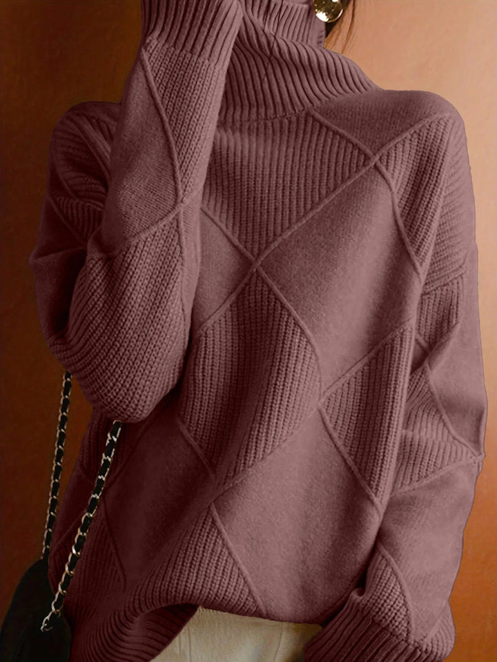 Women's High Neck Cable Knit Sweater