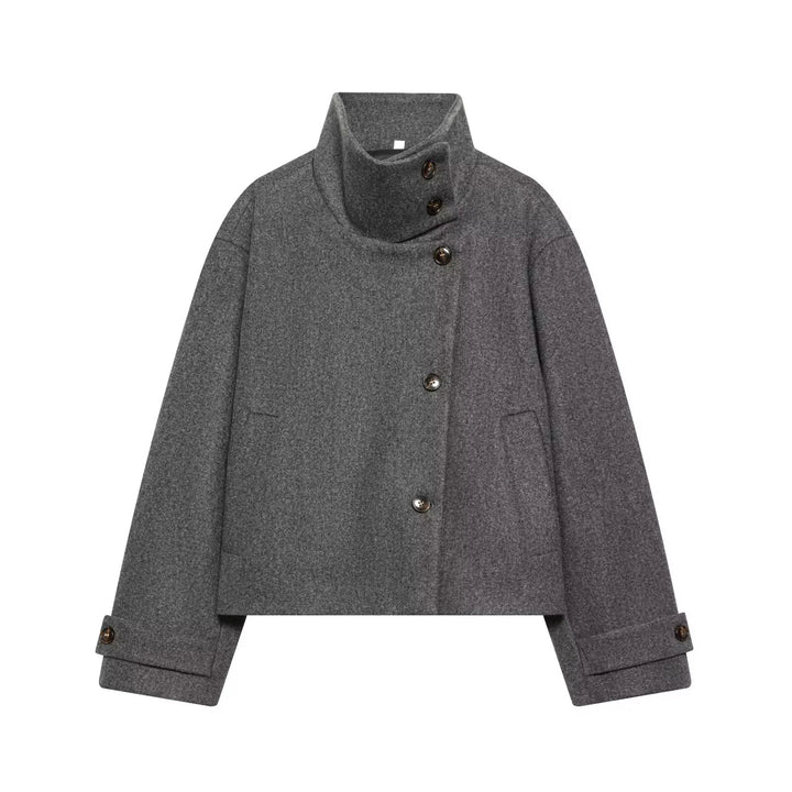 Women's Stand Collar Jacket with Button Front