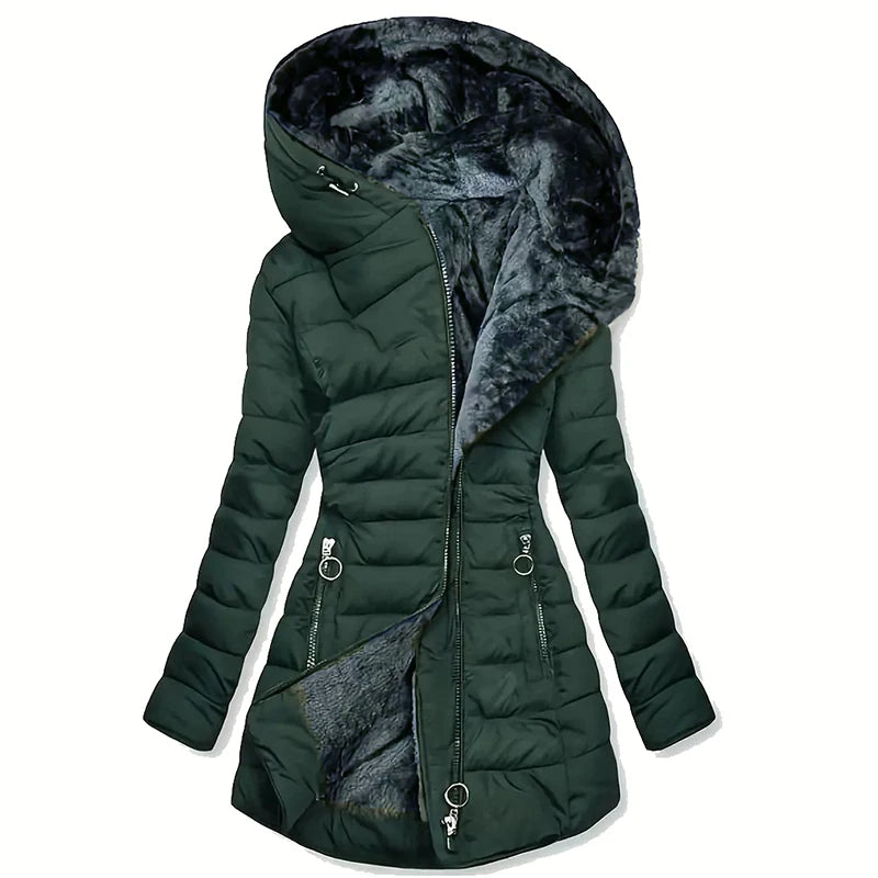 Women's Hooded Fleece Lined Puffer Coat
