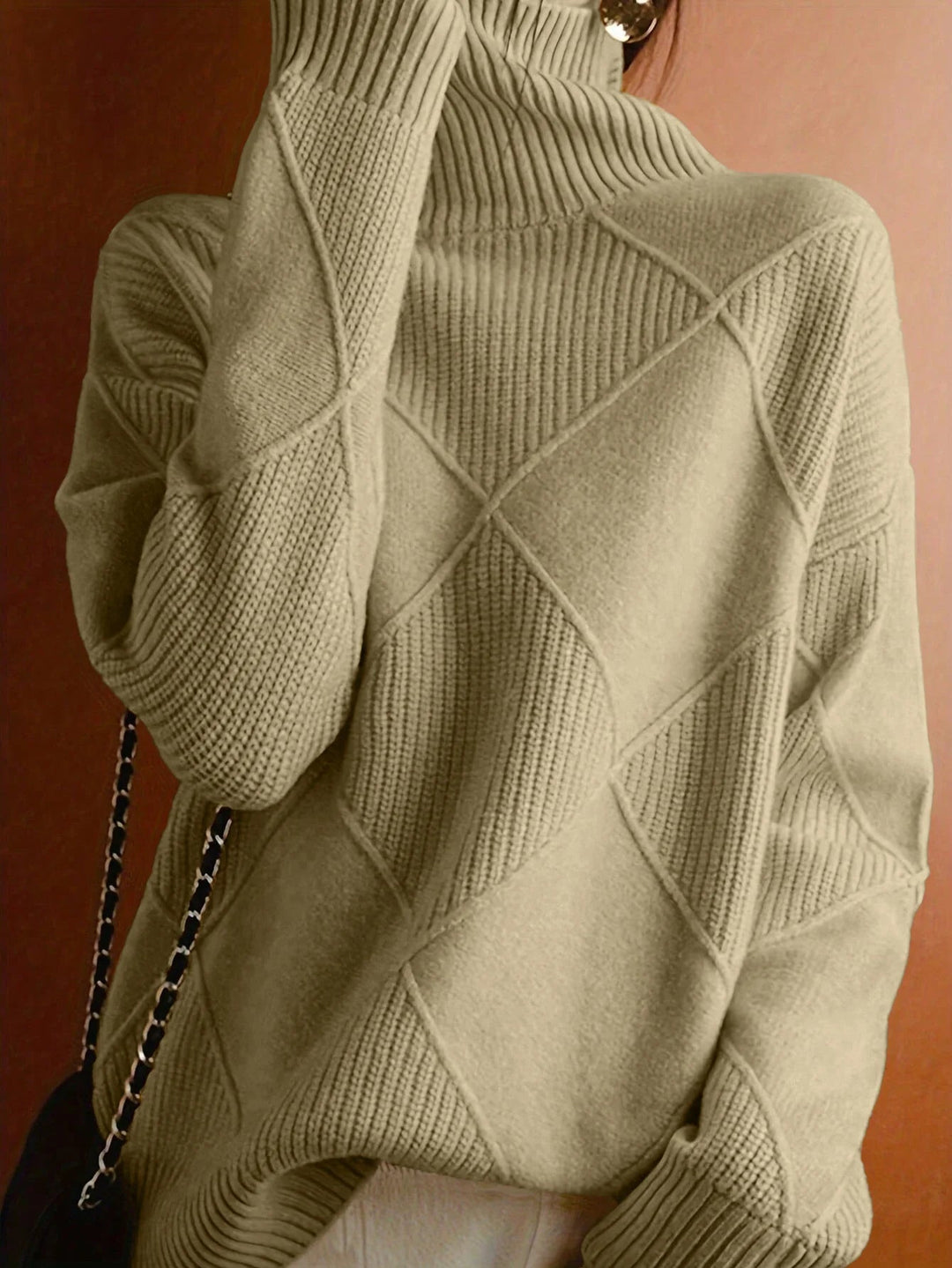 Women's Ribbed High Neck Knit Sweater