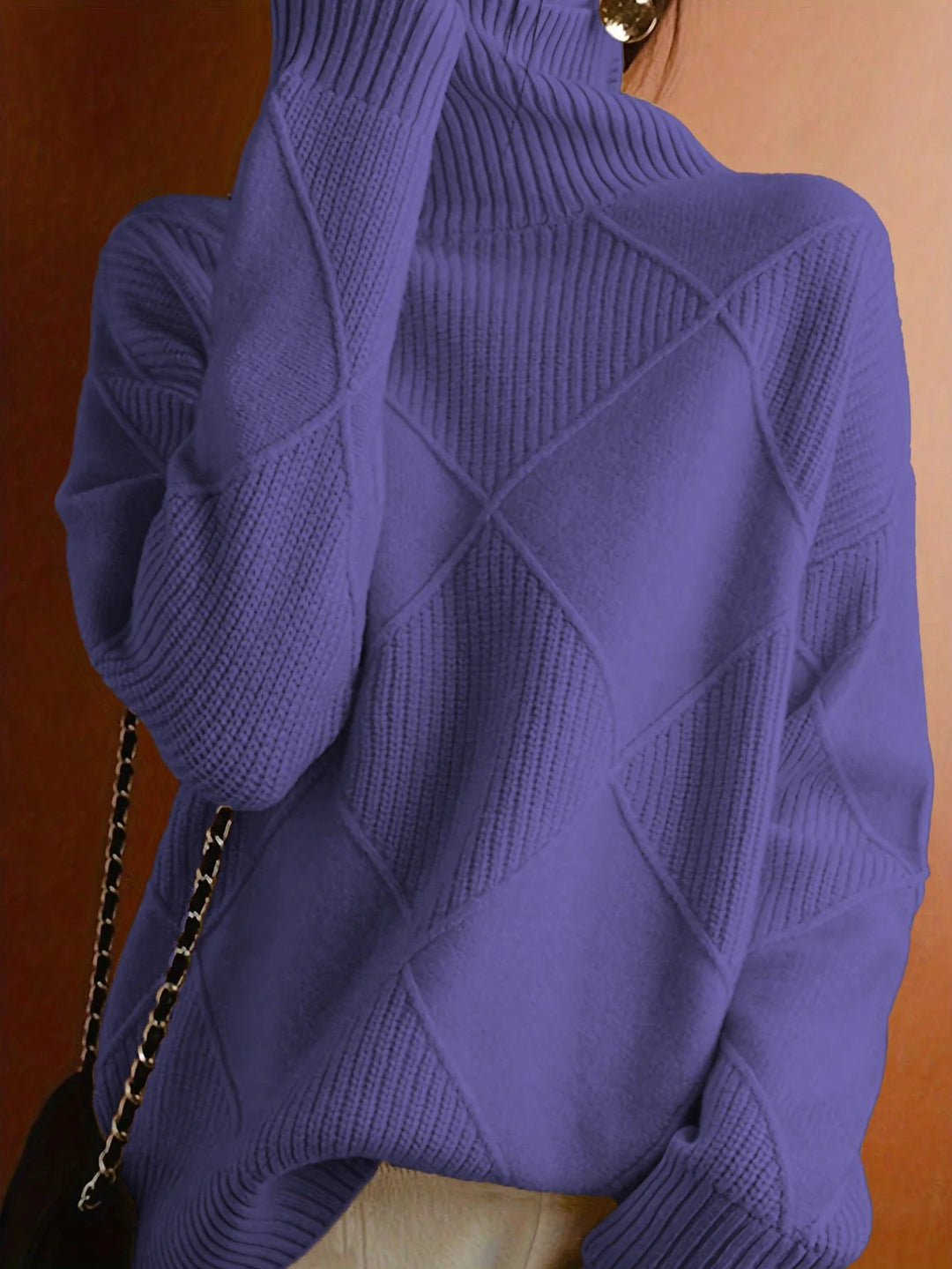 Women's Ribbed High Neck Knit Sweater