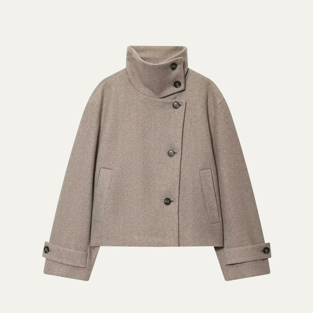 Women's Stand Collar Jacket with Button Front