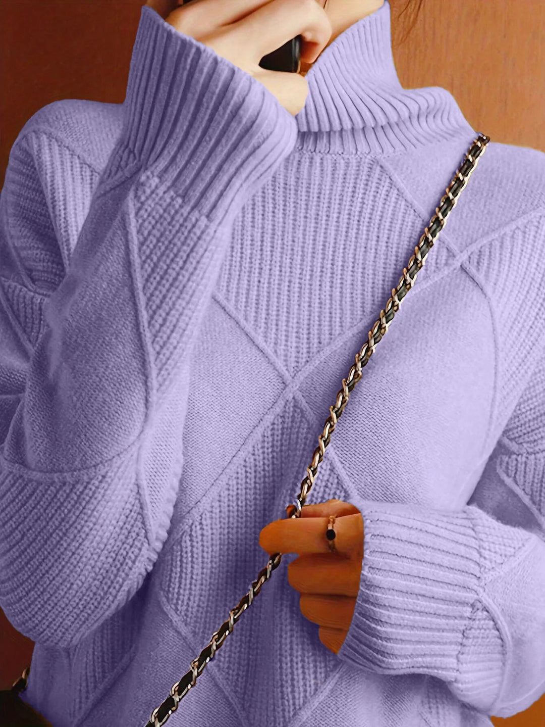 Women's Cozy High Neck Cable Knit Sweater