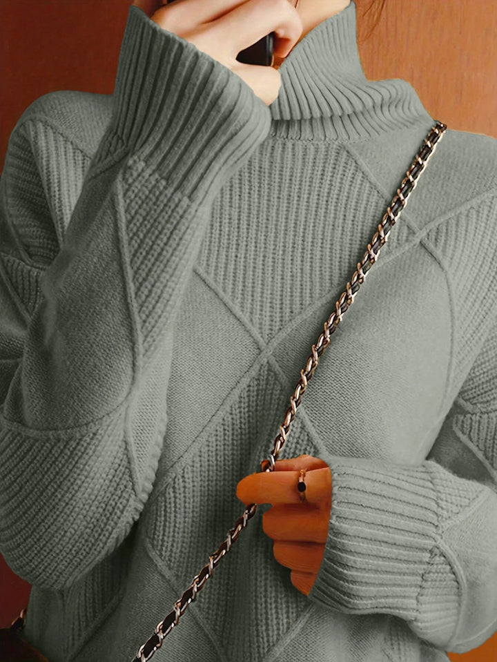 Women's Cozy High Neck Cable Knit Sweater