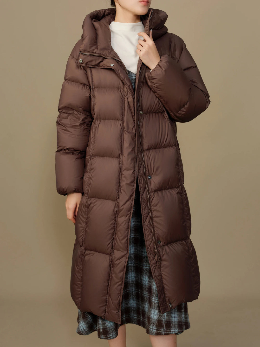 Women's High Collar Quilted Hooded Puffer Jacket