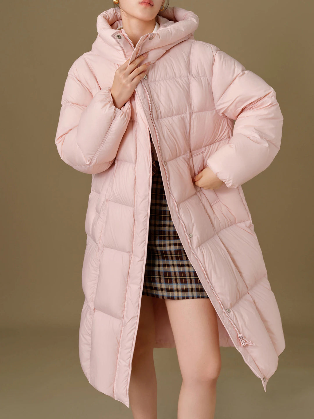 Women's High Collar Quilted Hooded Puffer Jacket