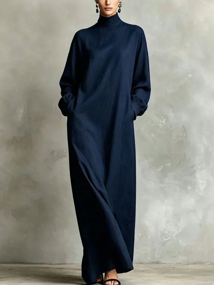 Women's Full Length Dress with High Neckline