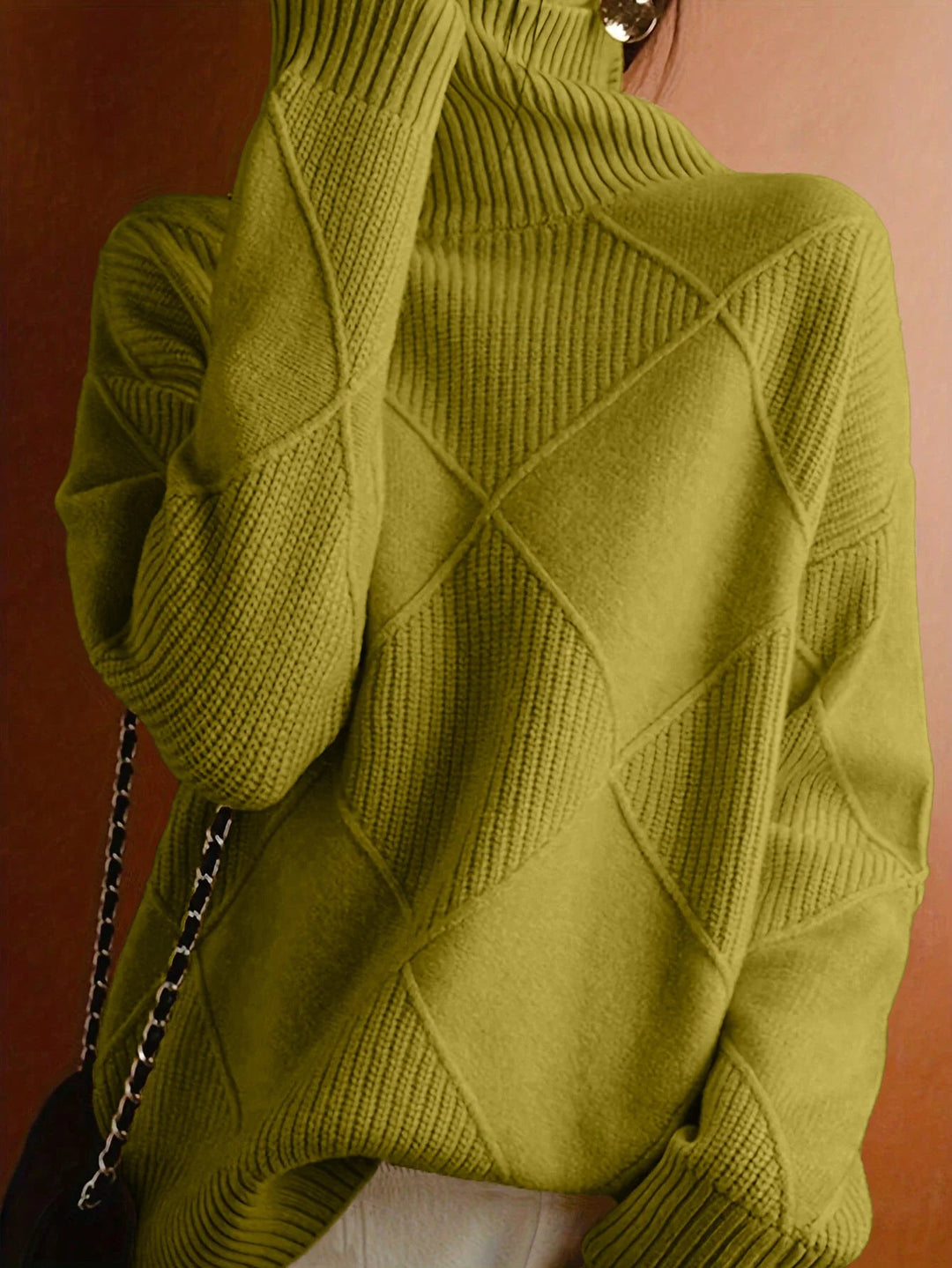 Women's Knit Jumper with Geometric Cables