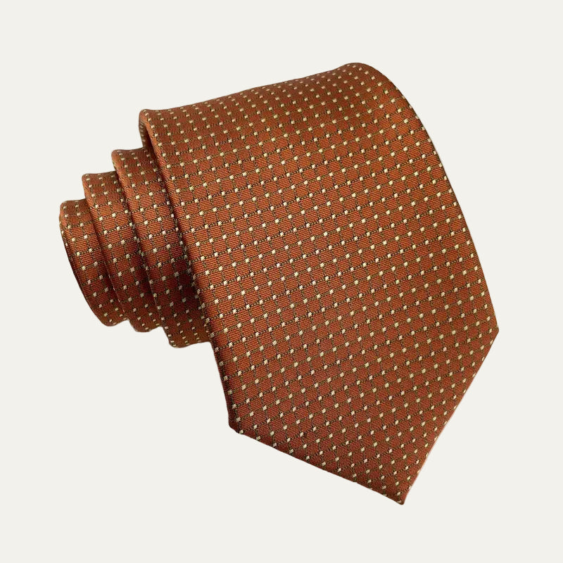 The Monterosso Men’s Luxury Jacquard Plaid Business Necktie - Orange