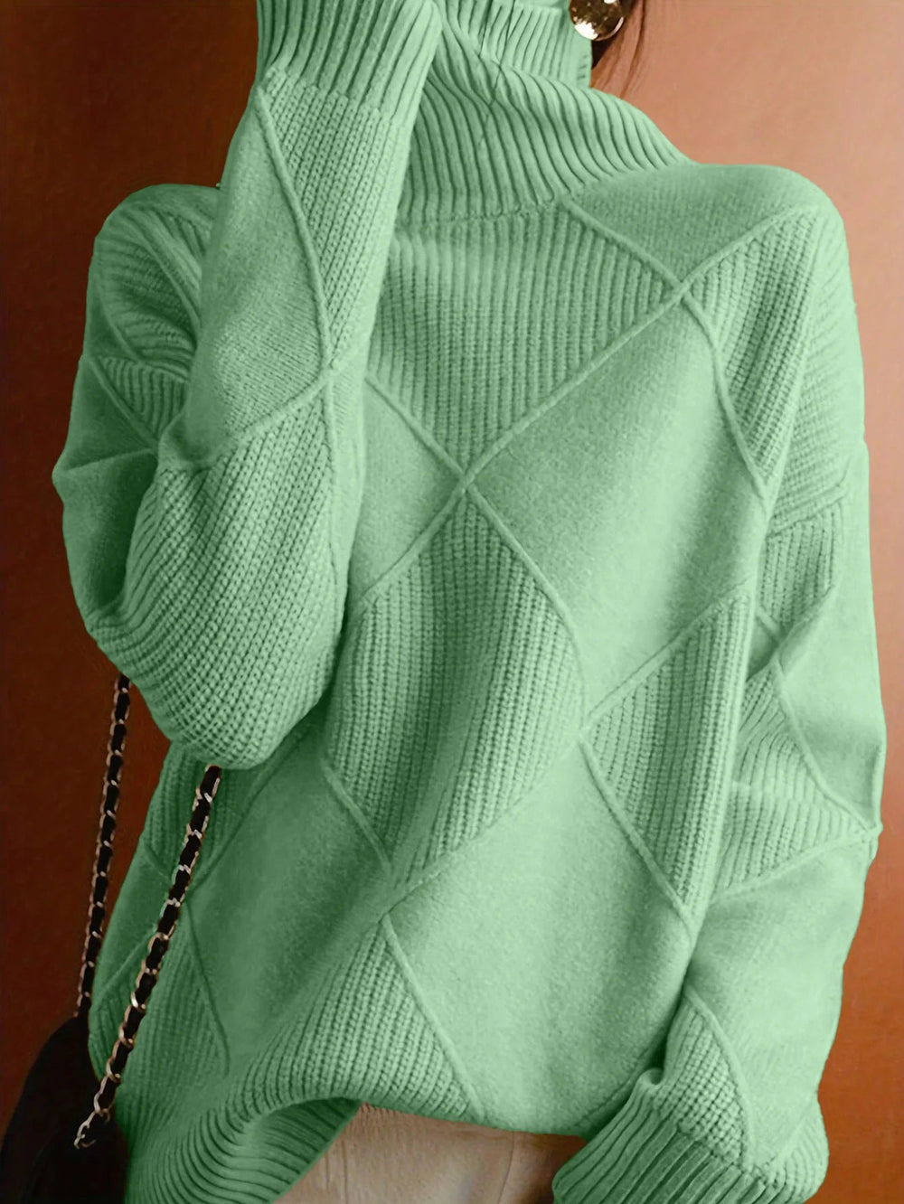 Women's Textured Knit Top with High Neck