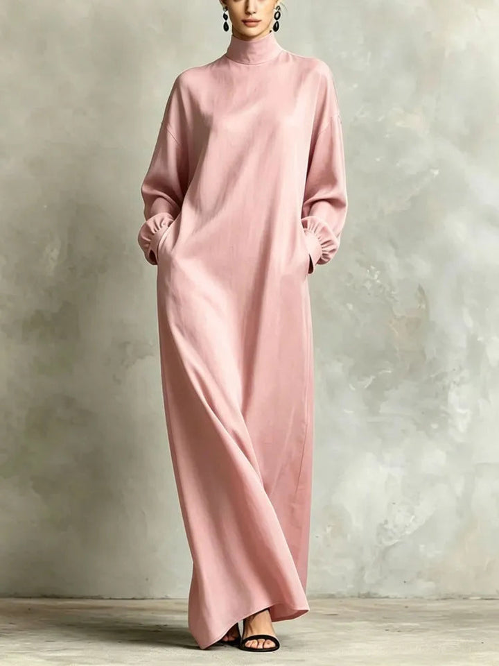 Women's Full Length Dress with High Neckline