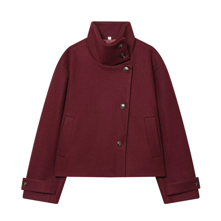 Women's Stand Collar Jacket with Button Front