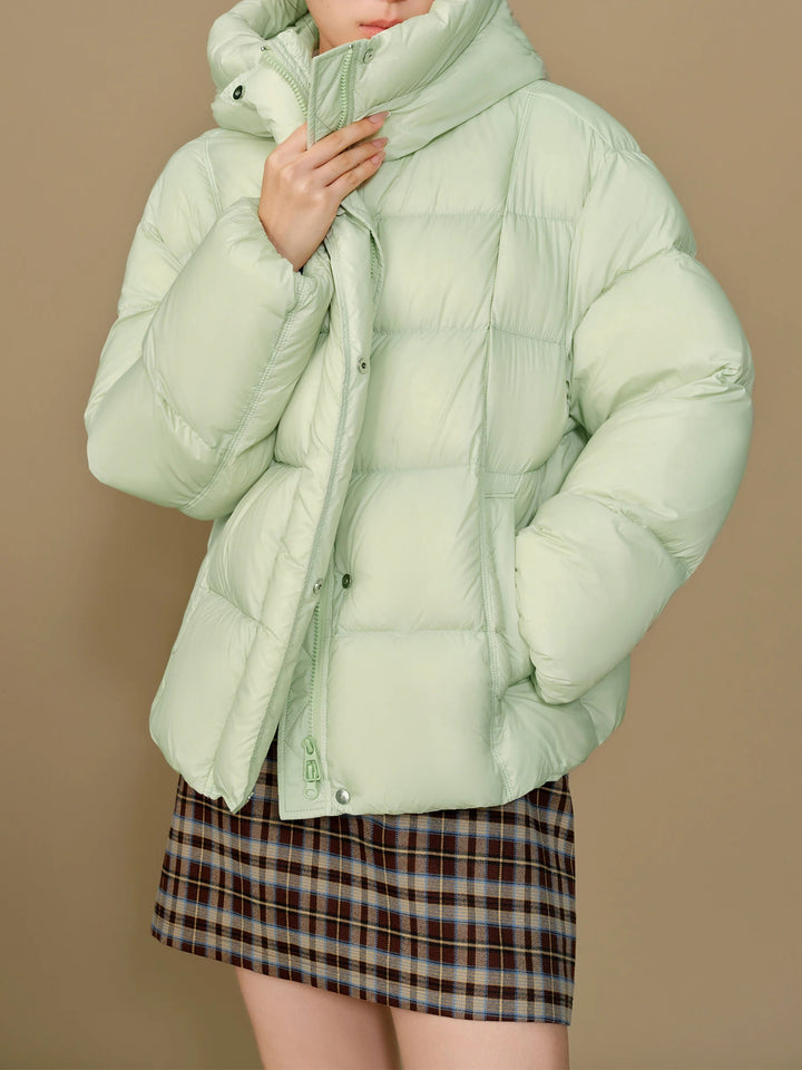 Women's High Collar Quilted Hooded Puffer Jacket