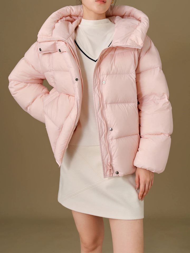 Women's High Collar Quilted Hooded Puffer Jacket