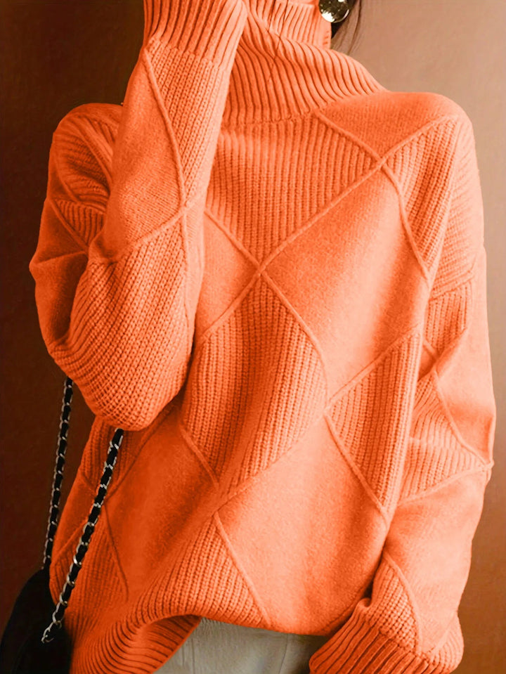 Women's Casual Ribbed High Neck Sweater