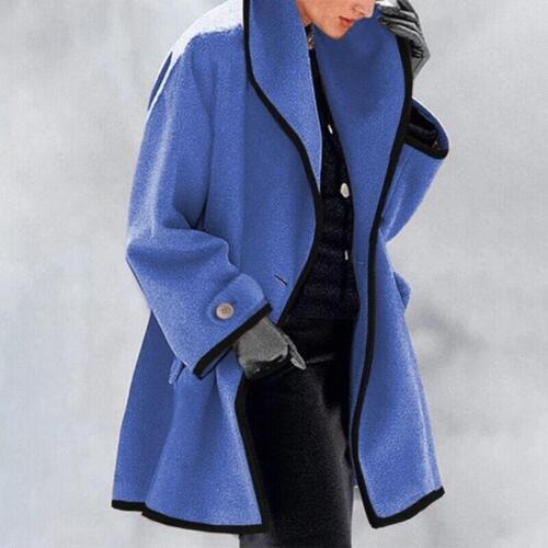 Women's Oversized Wool Blend Jacket – Button Front Coat