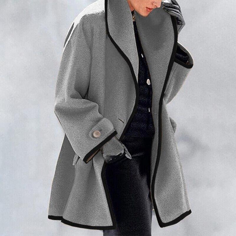 Women's Oversized Wool Blend Jacket – Button Front Coat