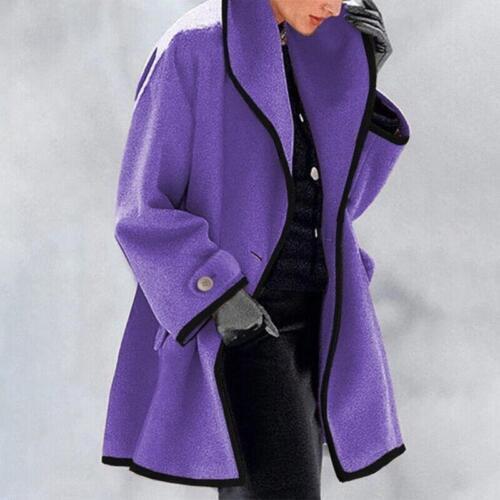 Women's Oversized Wool Blend Jacket – Button Front Coat