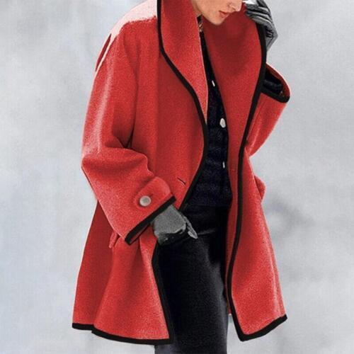 Women's Oversized Wool Blend Jacket – Button Front Coat