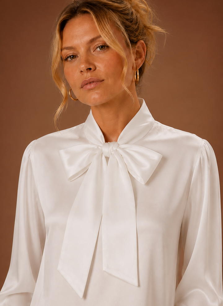 Women's Satin Look Bow Blouse