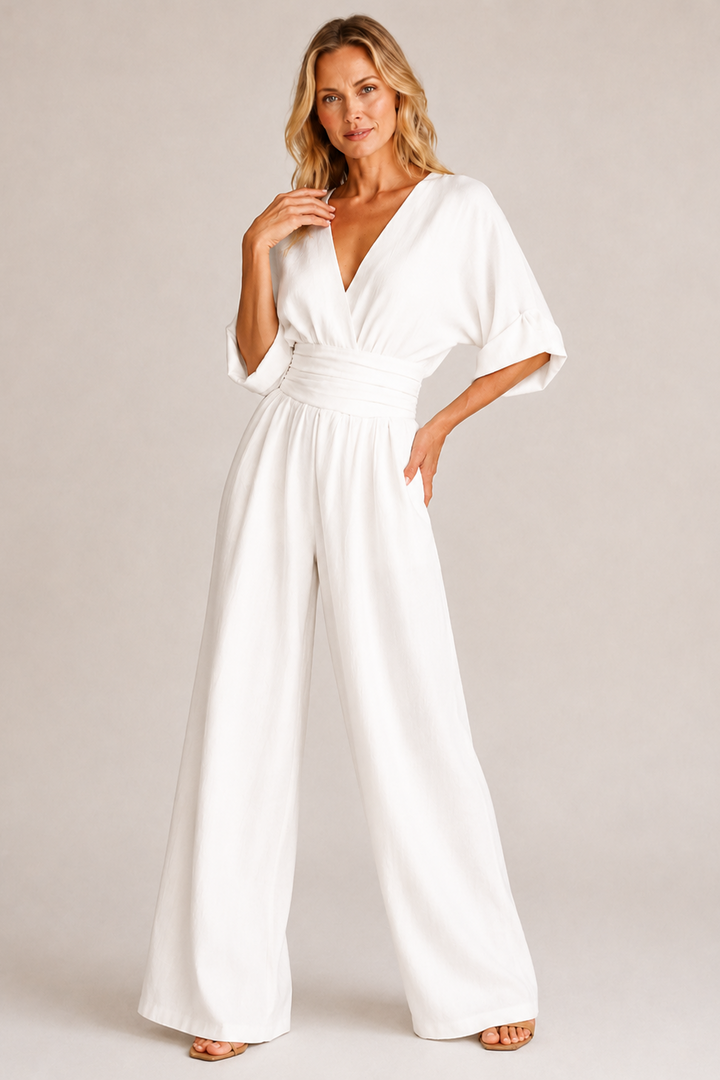 Women's Belted Wide Leg Jumpsuit