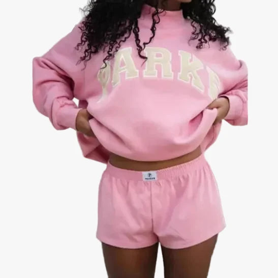 Oversized Mock Neck Varsity Sweatershirt